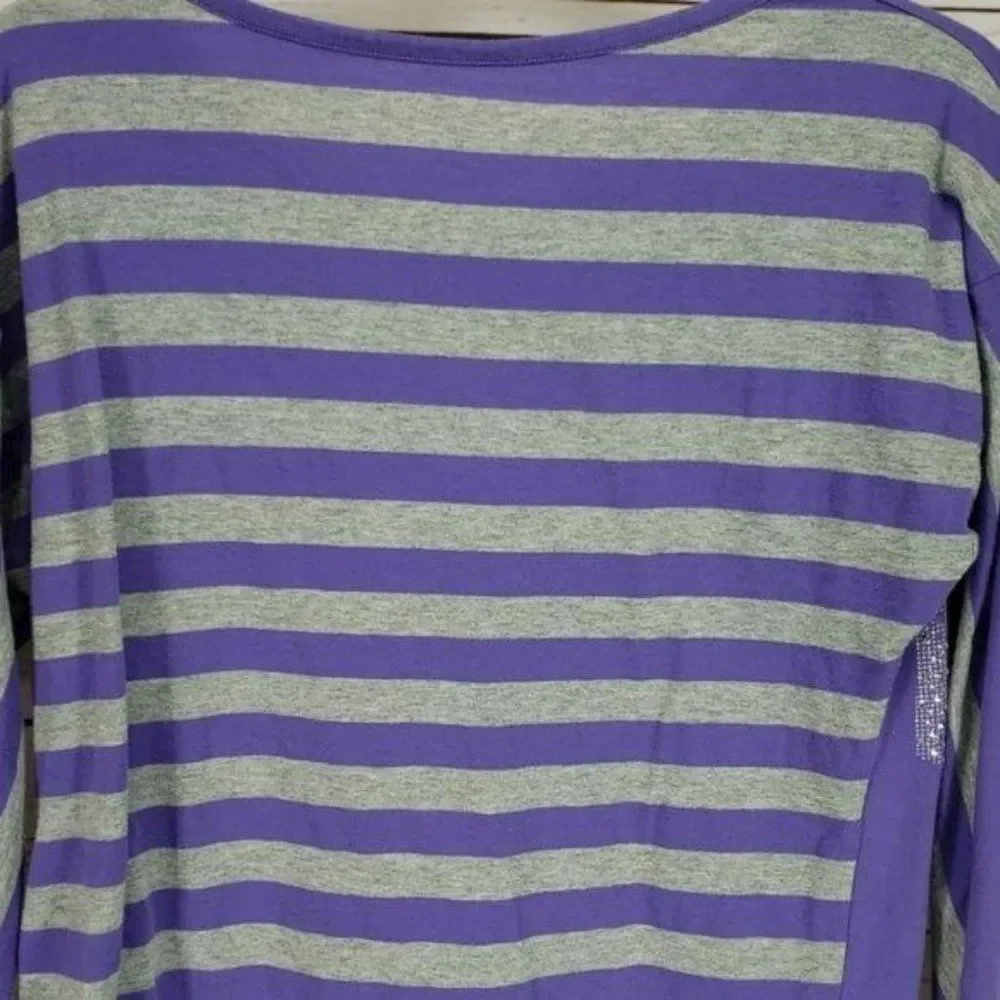 Justice Purple & Grey Stripe Star size‎ 16 Shirt